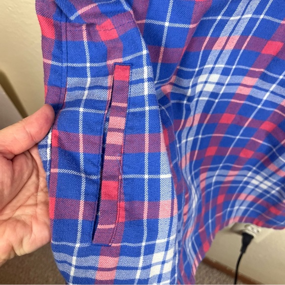 Duluth Trading plaid flannel tunic shirt in muted blue/wht/pink-Woman’s XL - Picture 11 of 11